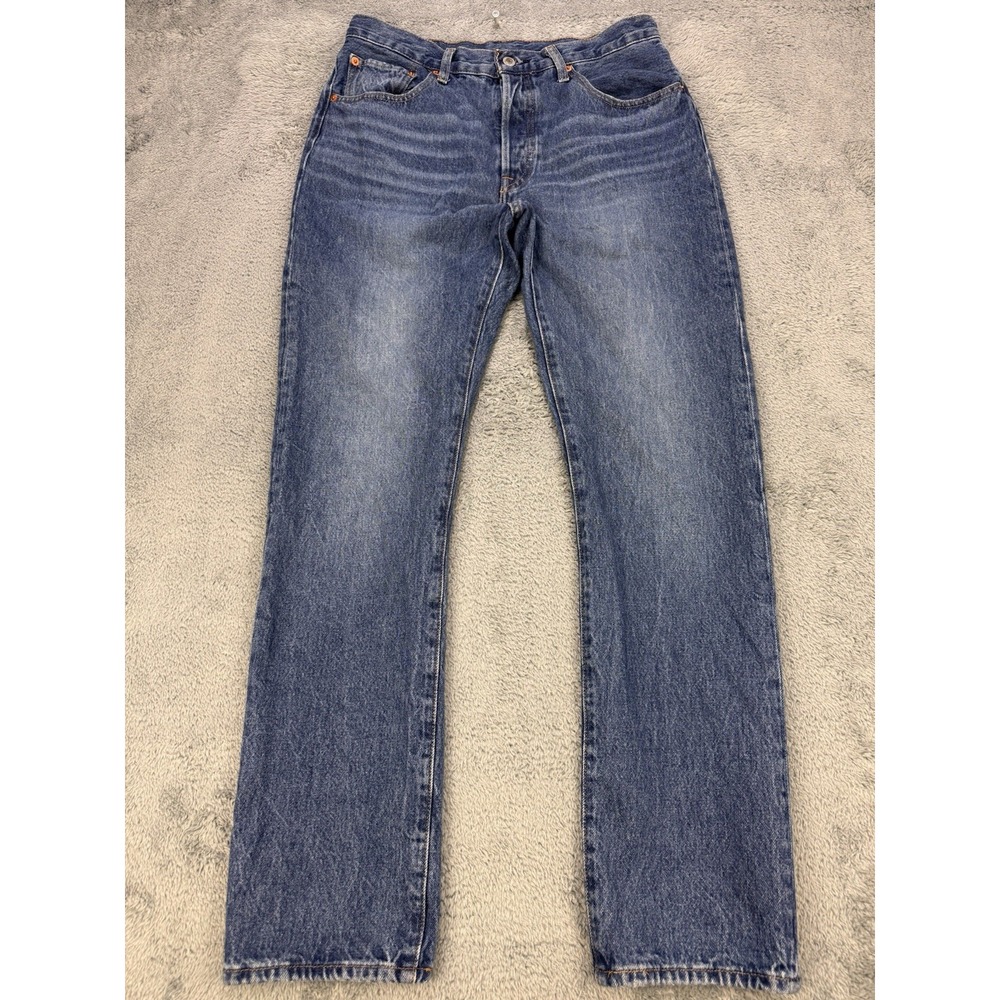 Levis Premium‎ 501 Jeans Men 30x32 Blue Original Button Fly Straight Whiskerered